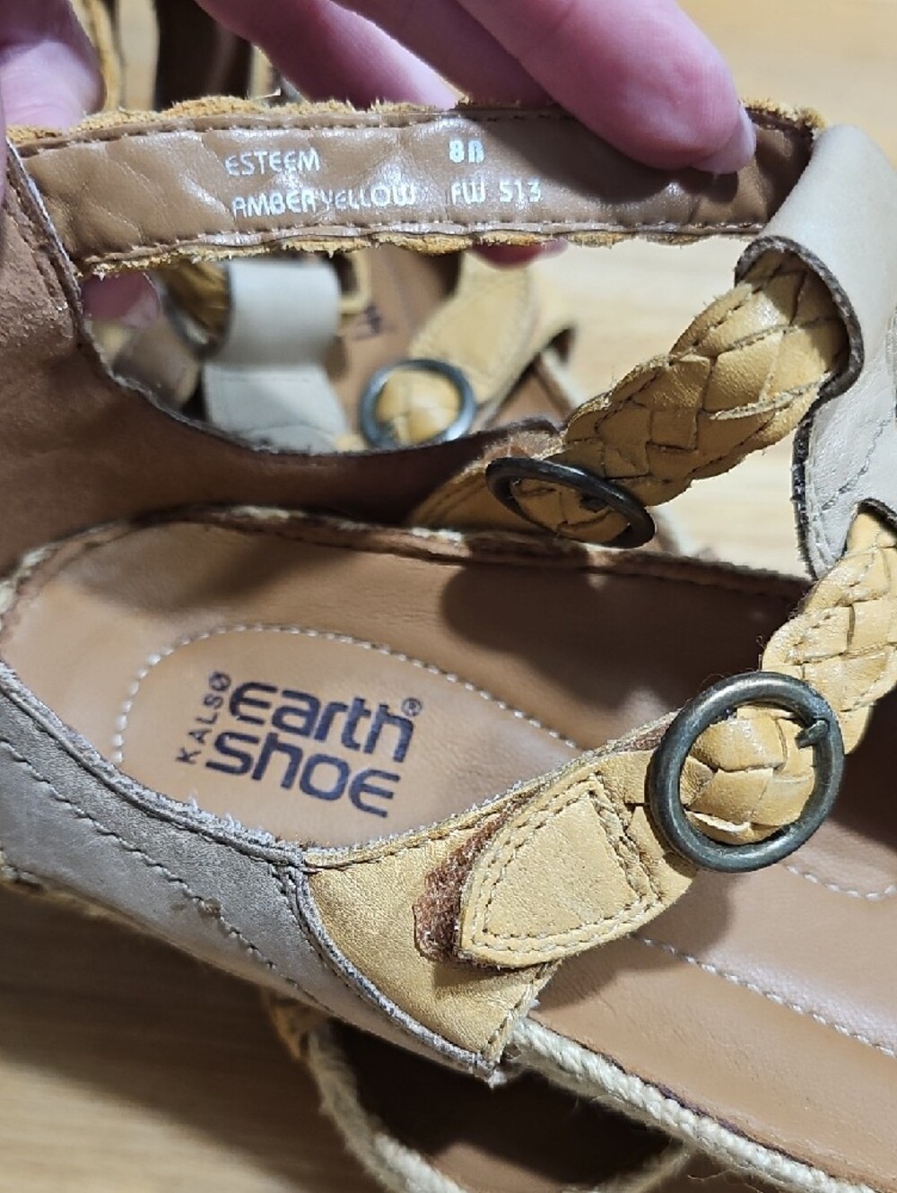 Women's Tan Braided Espadrille Sandals with Adjustable Buckle - Picture 7 of 7